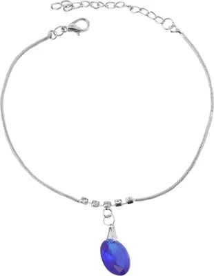 Produktbild von Modeschmuck Fußkettchen, silberfarbig mit blauen Steinen