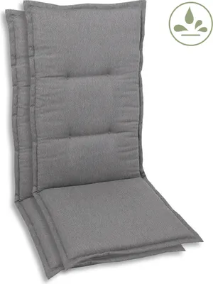 Produktbild von GO-DE Textil, Sesselauflage Hochlehner, 2er Set, Farbe: grau, Maße: 120 cm x 50 cm x 7 cm, Rueckenhoehe: 70 cm