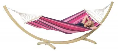 Produktbild von Amazonas AZ-6010100 - Hängematte mit Rahmen - 120 kg - 1 Person(en) - Baumwolle - Polyester - Mehrfarbig - Holz