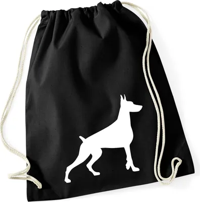 Produktbild von Huuraa Turnbeutel Dobermann Silhouette 12 Liter Black Baumwolle Rucksack Geschenkidee