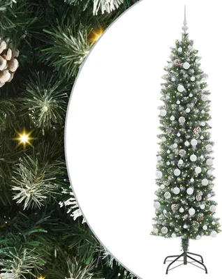 Zdjęcie produktu dla Sztuczne smukłe drzewo bożonarodzeniowe Zielony i Biały 210 cm
