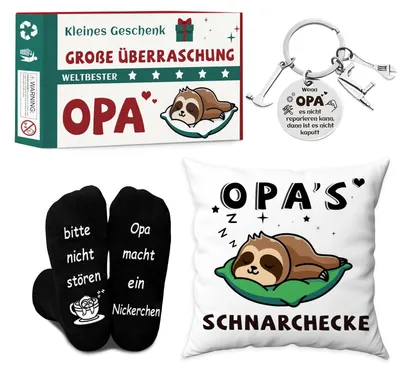 Productafbeelding van Cadeau voor opa: kussensloop (45x45 cm), sokken en sleutelhanger
