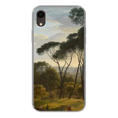 Produktbild von MuchoWow® Handyhülle Schutzhülle Hülle für iPhone XR Italienische Landschaft mit Zirbelkiefer - Gemälde von Hendrik Voogd Silikon Softcase Handy Hülle - Schutzdeckel