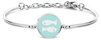 Produktbild von CO88 Collection Zodiac 8CB-90321 Stahlarmband mit Anhänger – Sternzeichen Fische 15 mm – Einheitsgröße – Silberfarben / Hellblau