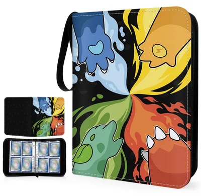 Produktbild von Sammelkartenmappe Sammelalbum Kartenhalter - 400 Karten - 4 Taschen - Tragegriff - Schwarz