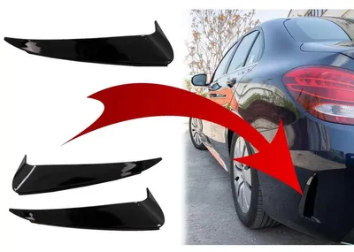 Produktbild von Stoßstange Flaps Side Flossen Klappen für Mercedes W205 14-18 Glänzend Schwarz.