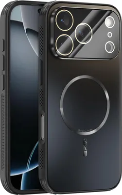 Produktbild von Matte PC TPU Hülle für iPhone 17 Pro Magnetische Handyhülle mit Linsenabdeckung und Wärmeableitung Stoßstange Schwarz