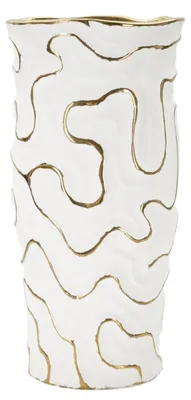 Image de Vase Adore en céramique blanche avec décors dorés