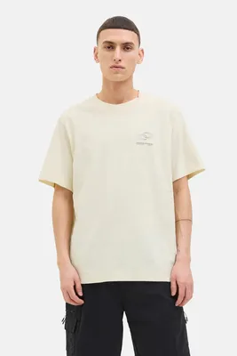 Immagine prodotto di JACK&JONES CORE JCOCALMA, maglietta a maniche corte con stampa sul davanti, modello girocollo, colore: Sweet Corn
