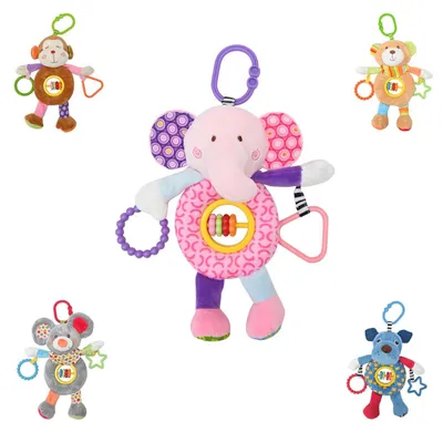 Produktbild von Lorelli Baby Kuscheltier Activitiy Spielzeug Plüsch, Greifling, C-Ring ab Geburt rosa