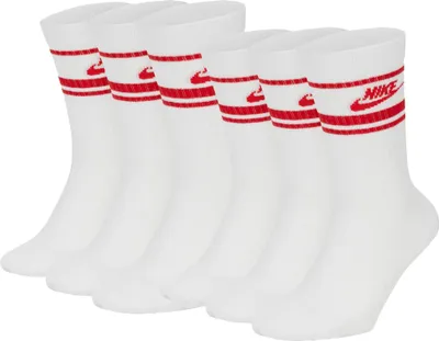 Produktbild von NIKE Uni 6er Pack Sportsocken - Everyday Essential Stripe, einfarbig Weiß/Rot 46-50