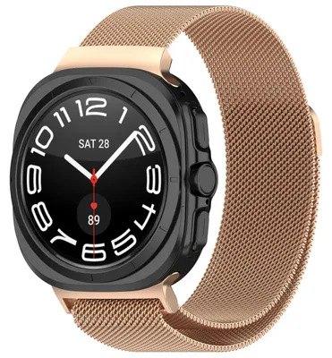 Image de Pour Samsung Galaxy Watch Ultra 47mm Milan métal acier maille bracelet de remplacement avec fermeture magnétique or rose