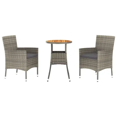 Obrázek produktu pro vidaXL 3dílný zahradní set s polštáři Grey Poly Rattan
