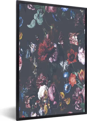 Produktbild von MuchoWow® MuchoWow® Gerahmtes Poster Blumen - Farben - Kunst 60x90 cm - Poster mit zchwarzem Bilderrahmen - Kunst