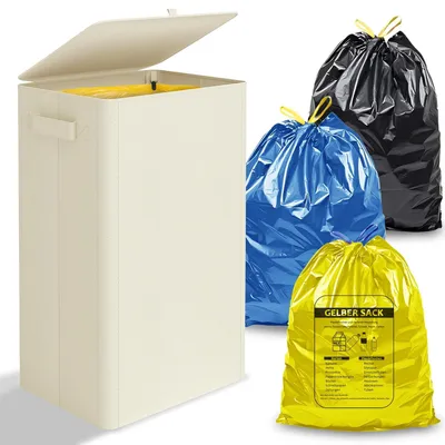 Immagine prodotto di Contenitore per rifiuti da 100 litri, giallo, con coperchio, dimensioni 44 x 33 x 70 cm, ideale per la cucina