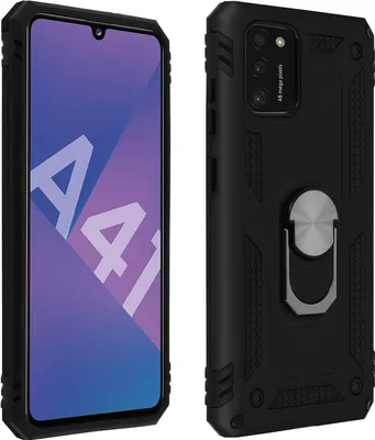 Obrázok produktu pre Avizar, hybridné puzdro na mobilný telefón s držiakom na krúžok pre Samsung Galaxy A41, čierne
