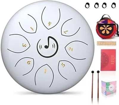 Produktbild von Famanu Steel Tongue Drum - Handpan Drum - 15 cm/Weiß