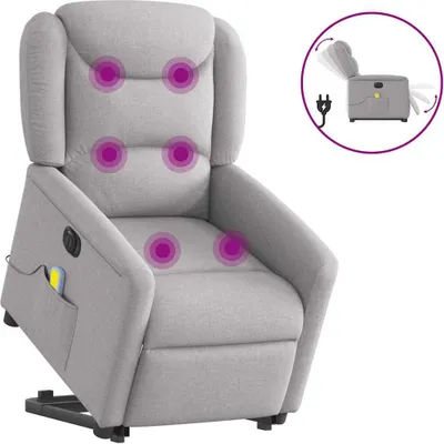 Produktbild von Massagesessel mit Aufstehhilfe Elektrisch Wolkengrau Stoff