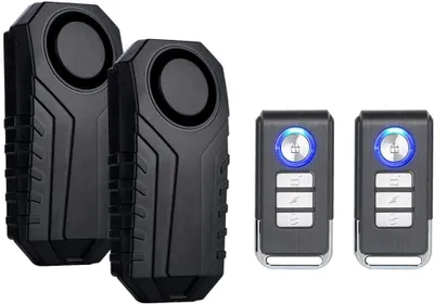 Obrázek produktu pro Mengshen – Bezdrátový alarm proti krádeži na kolo – 113 dB – IP55 – dálkové ovládání – motocykl/skútr – sada 2 ks