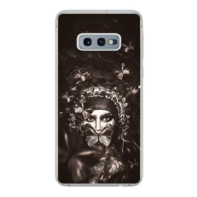 Produktbild von MuchoWow® Handyhülle Schutzhülle Hülle für Samsung Galaxy S10e Frau - Schmetterling - Schwarz - Weiß Silikon Softcase Handy Hülle - Handy