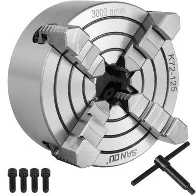 Produktbild von VEVOR K72-125 Drehfutter 5 Zoll 4-Backen, Drehfutter unabhängige umkehrbare Backe, Metalldrehfutter Drehmaschinenzubehör, für Drehmaschinen