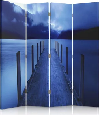Produktbild von Paravent - Raumteiler Blue Lagoon - Dekorativer Raumtrenner cm. 145x170 (4 x)