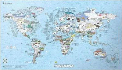 Produktbild von snowtripmap - die besten Skigebiete der Welt, illustrierte Weltkarte: Die höchsten Berge, besten Skigebiete, beste Schnee, liebevolle Illustrationen ... einem einzigartigen Format. Legende Englisch