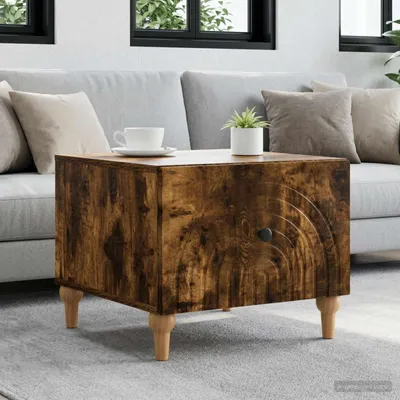 Zdjęcie produktu dla Stolik kawowy vidaXL z dębu w kolorze wędzonym, 49 x 50 x 40 cm, materiał drewnopochodny