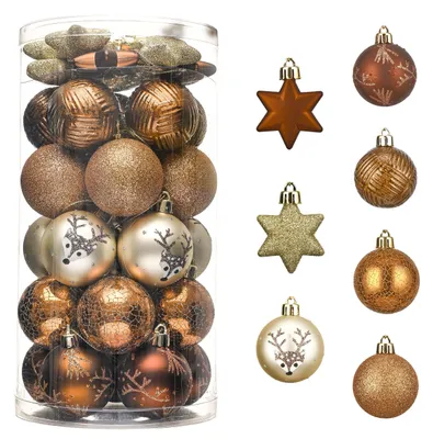 35-tlg. Weihnachtsbaumschmuck 5 cm, Gold, Kunststoff, bruchsicher
