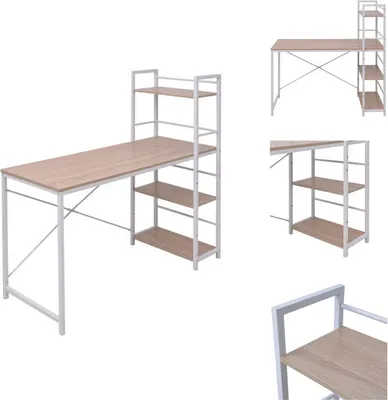 Image de vidaXL Bureau avec bibliothèque à 4 étagères chêne - Bureaux