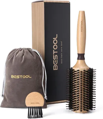 Produktbild von Runde Haarbürste 38 mm, Wildschweinborsten mit Nylonstiften, für Föhnen und Locken