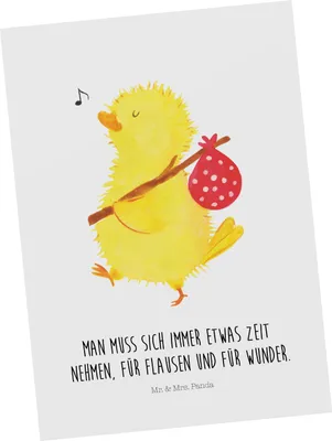 Produktbild von Mr. & Mrs. Panda Ansichtskarte Küken Wander - Weiß - Geschenk, einzelkarte, Kunstkarten, Postkarte, Postkarten, Grußkarte, Freude, Ostergrüße, Zeit, Ostern, Reisen