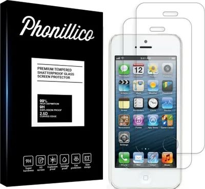 Produktbild von Hartglas für iPhone 5 / 5S / SE (2016) [2 Stück] Displayschutzfolie Screen Protector Film Anti-Kratzer Glas Resistant Phonillico®