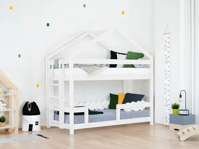 Produktbild von Wooden house-shaped bunk bed KILI - White - 207 cm
