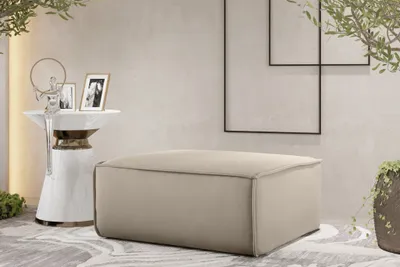Produktbild von Polsterhocker Designerhocker CELES PREMIUM 85x85 cm Stoff Opera Velvet Beige