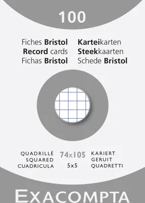 Image de Exacompta 10x Étui de 100 fiches bristol 5x5 non perforé 74x105mm Blanc 13200B