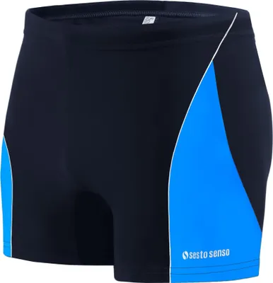 Produktbild von Sesto Senso Herren Badehose Sportlich wasserdicht zum Schwimmen enganliegende Bademode Größe M Blau