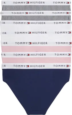 Zdjęcie produktu dla Tommy Hilfiger, zestaw 7 par majtek dziewczęcych z logo, wielokolorowe (różowy/granatowy/jasnoniebieski)