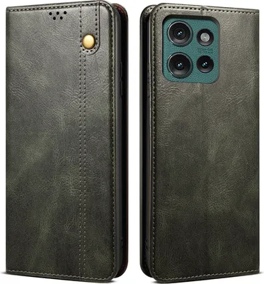 Produktbild von Hülle für Motorola Edge 50 Leder Brieftasche Schutzhülle mit Standfunktion Grün
