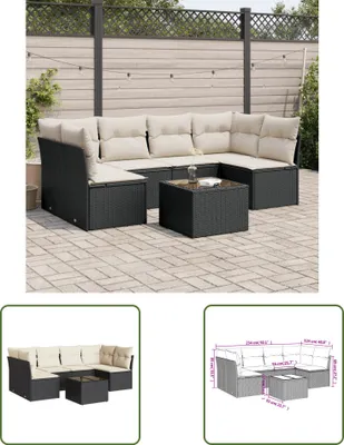 Produktbild von The Living Store 7-tlg. Garten-Sofagarnitur mit Kissen Schwarz Poly Rattan