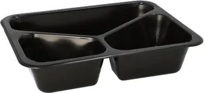 Produktbild von Mehrweg-Menüschalen PP 3-geteilt 4,5 cm x 22,7 cm x 17,8 cm schwarz