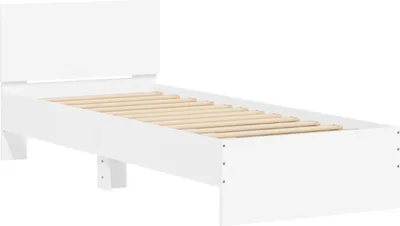 Image de Cadre de lit sans matelas avec tête de lit blanc 90x200 cm