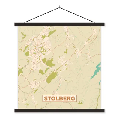 Produktbild von MuchoWow® Textilposter Stadtplan - Stolberg - Vintage - Stadtplan 40x40 cm mit schwarzem Rahmen - Fotos