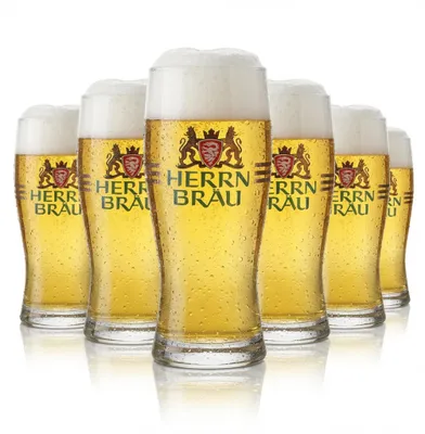 Produktbild von 6x Herrnbräu Glas 0,25l Willibecher Biergläser Set Brauerei Gastro Geeicht