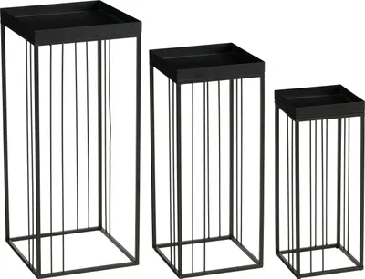 Produktbild von Mica Decorations Beth Beistelltisch – Set aus 3 – Beistelltische Wohnzimmer – Couchtisch – Beistelltisch klein – Eisen – 30 x 30 x 70 cm – Schwarz