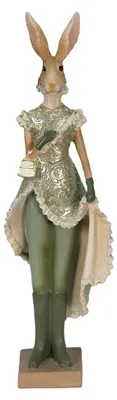 Immagine prodotto di Clayre & Eef Figurina Coniglio 11x8x33 cm Verde Poliresina