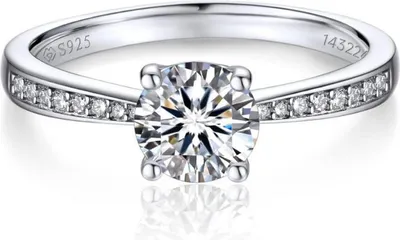 Obrázok produktu pre Zásnubný prsteň Dámsky 1 karátový moissanitový diamant 925 striebro VVS1 D farba