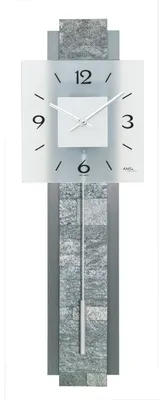 Produktbild von AMS W7472 Pendelwanduhr mit Holzgehäuse und Stein-Aluminium-Optik