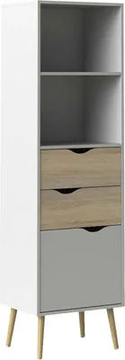 Immagine prodotto di Calicosy - Scaffale 2 cassetti, 1 anta bianco e rovere decorativo H171,3 cm - BILLUND