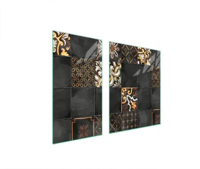 Produktbild von Herdabdeckplatten 2 teilig 90x52 Glaskeramikkochfeld Abdeckung Glas Schneidebrett Mosaik Schiefer